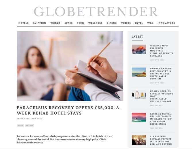 Globetrender-artikel over Paracelsus Recovery