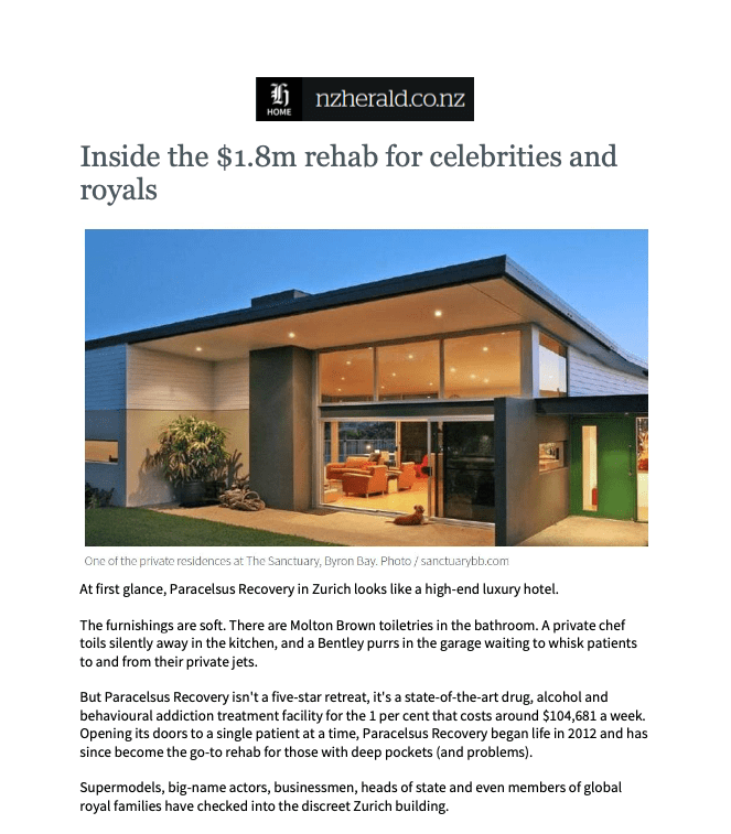 NZherald-artikel over Paracelsus Recovery