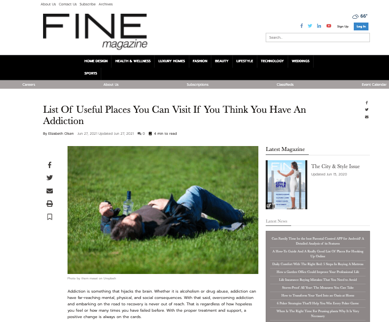 Fine Magazine artikel over Paracelsus Recovery