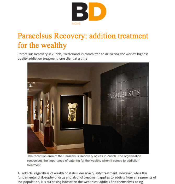 Business Destinations artikel over Paracelsus Recovery