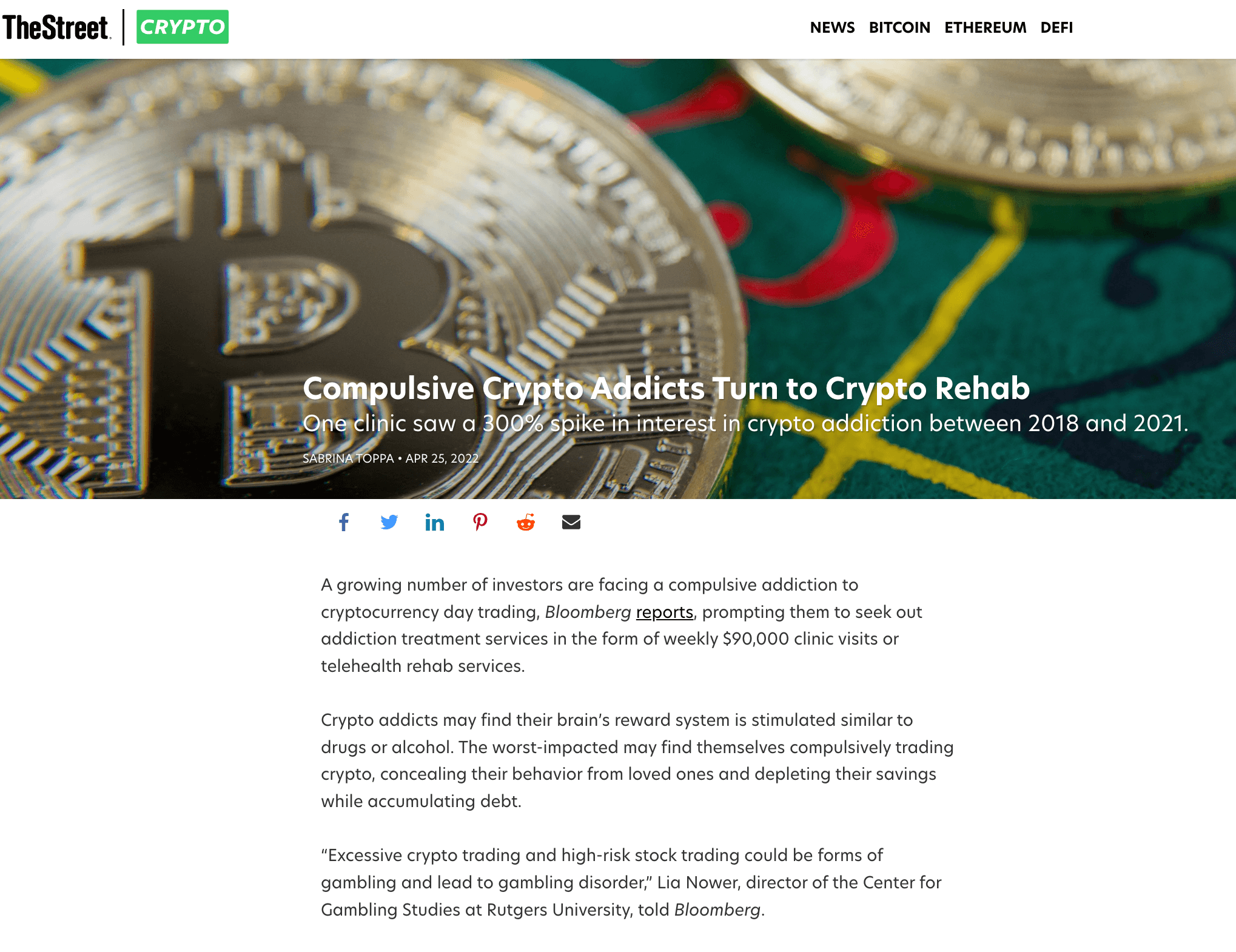 Compulsieve cryptoverslaafden wenden zich tot crypto-revalidatie - The Street artikel