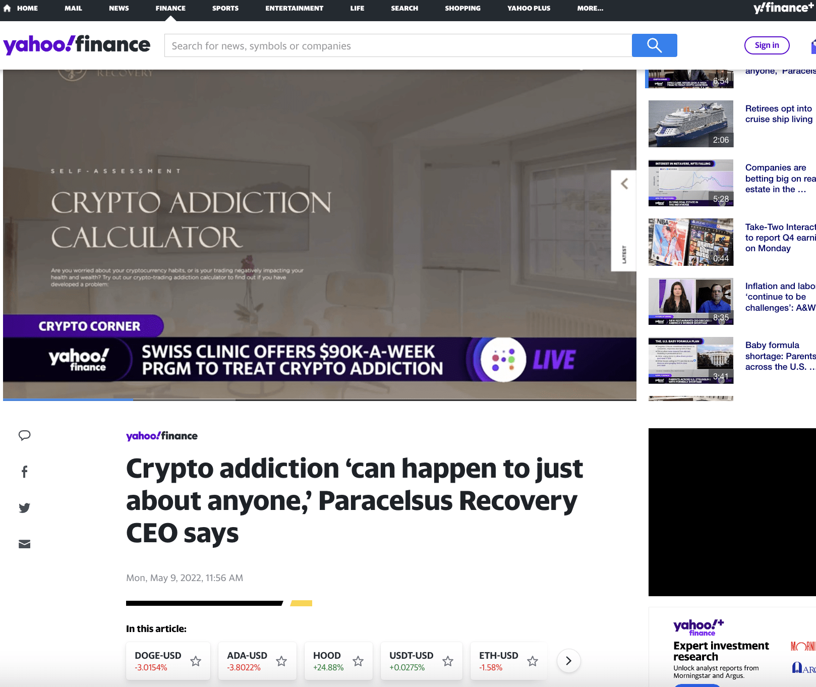 Yahoo Finance interview over cryptoverslaving